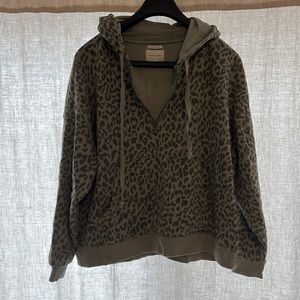 AEO AE Forever Animal Print Quarter Zip Hoodie